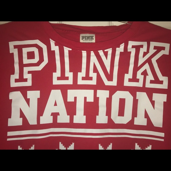 VS PINK red and white cropped long sleeve shirt - Picture 4 of 6